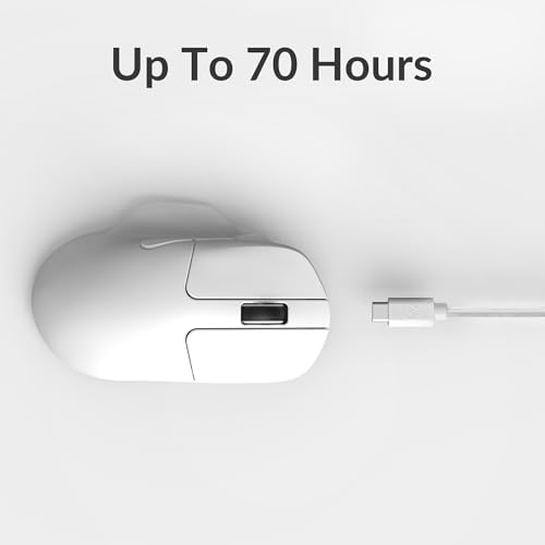Keychron M7 Wireless Computer Mouse, 26K DPI Optical Computer Mouse, 2.4 GHz/Bluetooth/Wired with Macro Button 63g Lightweight Ergonomic, Up to 70 Hours Worktime for Laptop macOS/Windows - White - color: White, style: 1K Polling Rate