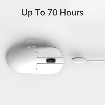 Keychron M7 Wireless Computer Mouse, 26K DPI Optical Computer Mouse, 2.4 GHz/Bluetooth/Wired with Macro Button 63g Lightweight Ergonomic, Up to 70 Hours Worktime for Laptop macOS/Windows - White - color: White, style: 1K Polling Rate