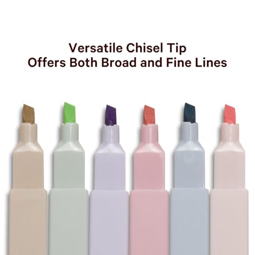 ALABASTER Co. - No Bleed Pastel Highlighter Set, 6 Pcs, Chisel Tip, Muted Pastel Colors, Bible Study Supplies