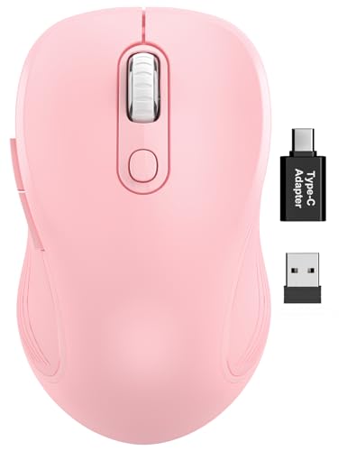 Trueque Wireless Mouse for Laptop, 2.4GHz Ergonomic Computer Mouse with Back & Forward Buttons, 3 Adjustable DPI Levels, 6 Buttons, Optical USB Cordless Mice for Windows MacBook PC, M01 (Baby Pink) - color: Baby Pink, size: 1 Pack