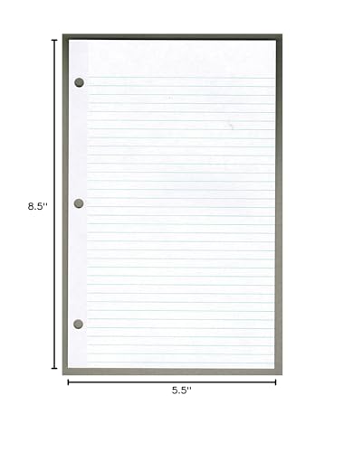 Ruled Filler Paper, 8-1/2 x 5-1/2 Inches, 3-Hole, Mylar-Reinforced 50lb White Offset - Pack of 100 Sheets