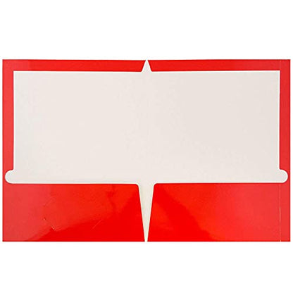 JAM PAPER Laminated Two Pocket Glossy School Folders - Letter Size - High Gloss Red - 6/Pack - color: Red, size: Pack of 6 Folders