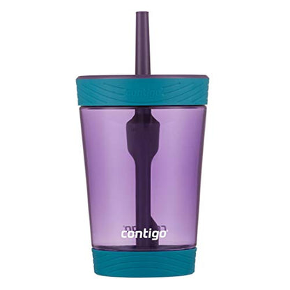 Contigo Kids Spill-Proof 14oz Tumbler with Straw and BPA Free Plastic Eggplant - color: Eggplant, size: 14 Ounces