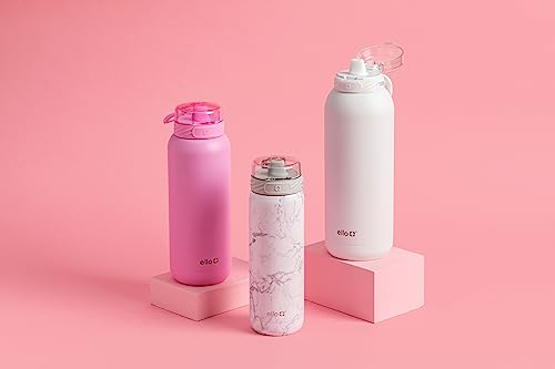 Ello Cooper 40oz Stainless Steel Water Bottle with Straw and Carry Handle, Double Walled and Vacuum Insulated Metal, Leak Proof Locking Lid with Soft Silicone Spout, Reusable, BPA Free, Bubblegum - color: Bubblegum, size: 40 Ounces