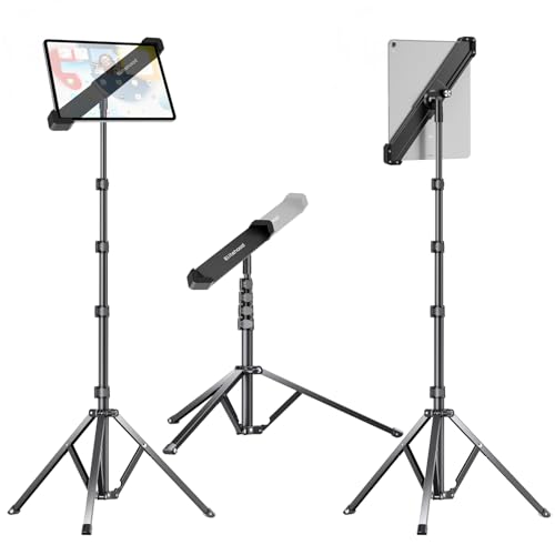 elitehood Heavy Duty Aluminum Tablet Tripod, 360 Swivel Tilt Adjustable iPad Tripod Holder, Diagonal Design iPad Holder Stand for Floor, Compatible with 9-14.2" Tablets - style: Corner-Clamp Holder