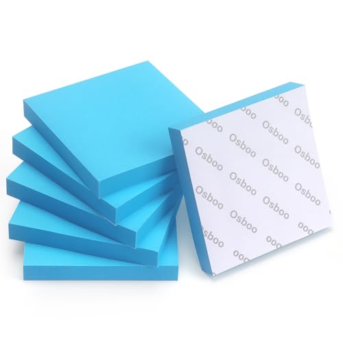 Sticky Notes 3x3 Self-Stick Notes Pads with 6 Bright Colors, Easy to Post for Office, Shool, Home, 6 Pads/Pack, 100 Sheets/Pad (Blue) - color: Blue