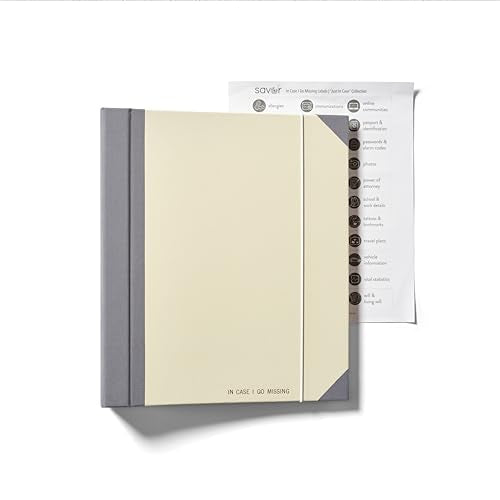 The Folio® If I Die Binder Organizer with Labels by Savor | Acid-Free Important Document Organizer with 10 Pockets, Document Holder for Birth Certificate, Wills, and Investment Plans (Slate) - color: Slate, size: In Case I Go Missing