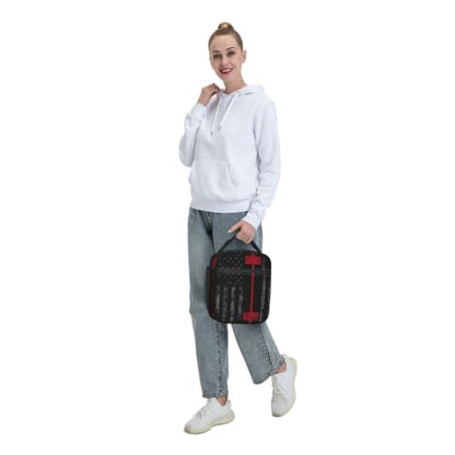 Weightlifting American Flag Lunch Bag 10In | Insulated Lunch Box Reusable Tote Bag For Picnic Office For Women Men - color: Style 1