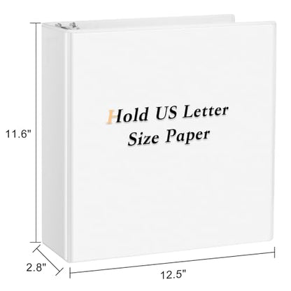 CIXILDTS 2 Inch D Ring Binders, 3 Ring Binder Fit US Letter Size Paper, 2" Slant D Ring View Binder with 2 Pocekts, 6-Pack, White - color: White, size: 2", style: 6-Pack
