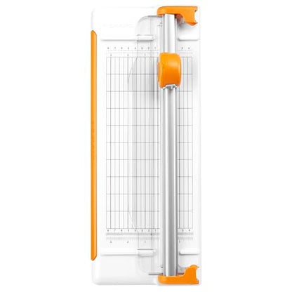 Fiskars Compact Rotary Paper Trimmer - 12" Cut Length - Portable Size with Extendable Base Deck - Self-Sharpening Blade - Scrapbooking Tool