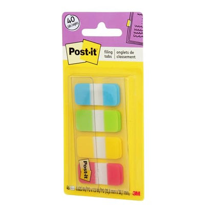 Post-it Tabs, 625 in Solid, Aqua, Lime, Yellow, Red, 10/Color, 40/Dispenser (676-ALYR) (Pack of 2) - size: 0.4" x 2.8" (Pack of 2)