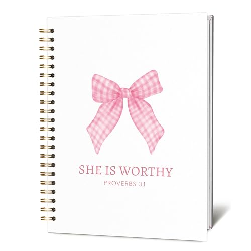 KIDEAR Christian Journal for Women, Prayer Notebook for Bible Study Notes,Cute Pink Bow Faith Journal,Coquette Preppy Christian Gifts for Teen Girls,Church Note Bible Study Supplies - A04 - color: color_04