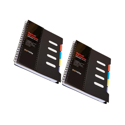 Luxshiny 2pcs A6 Spiral Notebooks 105-sheet Wide Ruled Memo Books with Tabs Spiral Bound Multi-subject Notepads for School Office Daily Planning