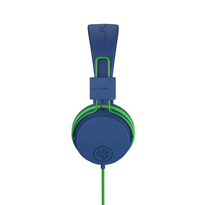 JLab JBuddies Studio Kids on-Ear Wired Headphones with mic, Volume Limiter, Folding, Adjustable, Noise Isolation, Blue/Green - color: Blue/Green, size: Headphones