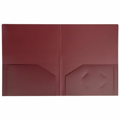 JAM PAPER Heavy Duty Plastic 2 Pocket Extra Tough School Folders - Burgundy - 3/Pack - color: Burgundy, size: 3 Per Pack