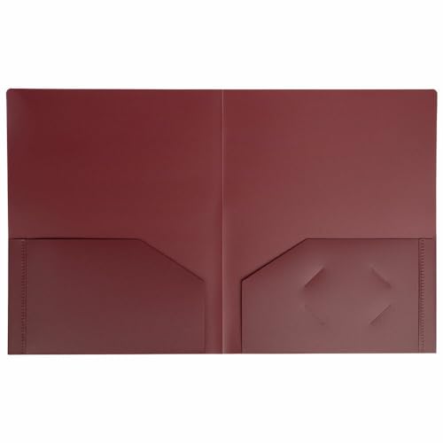 JAM PAPER Heavy Duty Plastic 2 Pocket Extra Tough School Folders - Burgundy - 3/Pack - color: Burgundy, size: 3 Per Pack
