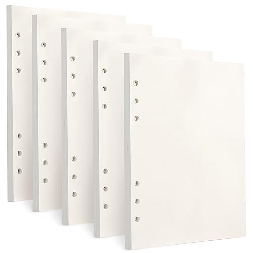 Toplive A5 Refill Paper [5 Pack], 100GSM Thick 6 Hole Loose Leaf - 225 Sheets (450 Pages), Blank Refillable Filler Inserts for 6 Ring Binder/Journal/Notebook - Perfect for Sketching & Creative Notes - style: 5Pack Blank Paper