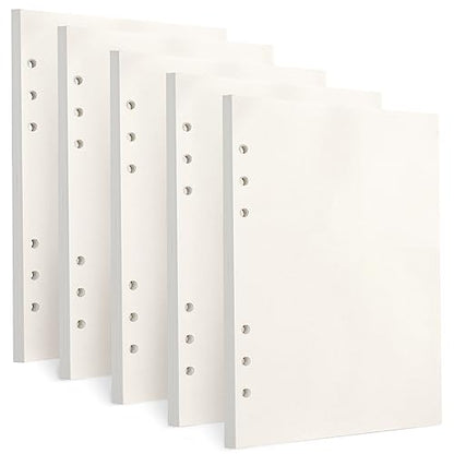 Toplive A5 Refill Paper [5 Pack], 100GSM Thick 6 Hole Loose Leaf - 225 Sheets (450 Pages), Blank Refillable Filler Inserts for 6 Ring Binder/Journal/Notebook - Perfect for Sketching & Creative Notes - style: 5Pack Blank Paper