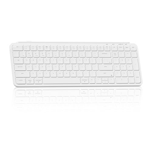 Keychron Ultra-Slim B2 Pro Bluetooth Keyboard 2.4 GHz Wireless Lightweight 96% Launcher Support with Numeric Keypad Compatible for Mac Windows Linux - Ivory White - color: Ivory White