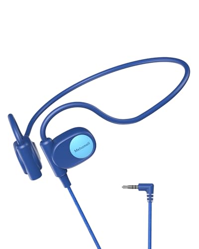 Mehomeli Kid Headphones for School, Air Conduction Open Ear Headphones, 3.5mm Jack Wired Cord, Ultra-Comfort, Ergonomic and Lightweight Design Perfect for School and Outdoor Activities-Blue - color: Blue