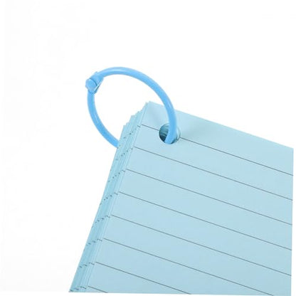 KALLORY 1set Lined Index Cards with Binder Rings Blank Flash Cards Colors for Easy Studying for Home Office and School Use