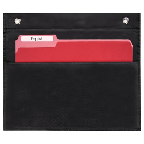 Essex Wares - 1 Pocket File Pocket Chart, Black - Versatile Wall Hanging File Folder Organizer for Classroom, Office, Home, and More - Wall Folder Organizer - Single Pocket - size: 1 Pocket