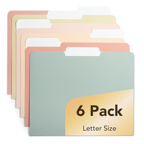 Mr. Pen- File Folders, 6 Pack, Vintage Colors, 1/3-Cut Tab | File Folders Letter Size, Colored File Folders, Office File Folder, Colored Folders, Office Supplies File Folders - color: Vintage Colors, size: 6 per Pack