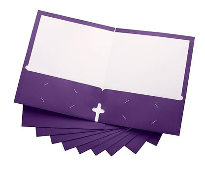 10 Pack Two Pocket Folders, Purple, Strong Thick Paper Folders, for Letter Size, by ACTIVITYya - color: Purple