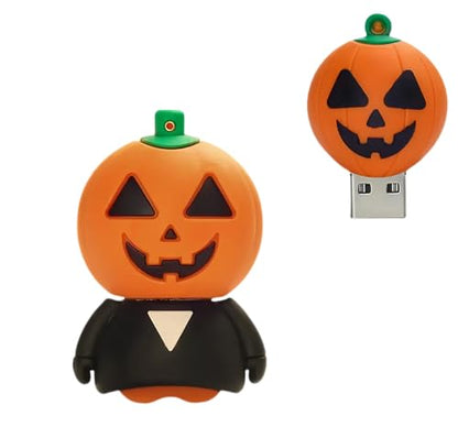 64GB USB 2.0 Flash Drive Cartoon Novelty Halloween Pumpkin Man Memory Stick Silicone Rubber Pendrive - color: Pumpkin man, size: 64GB 2.0