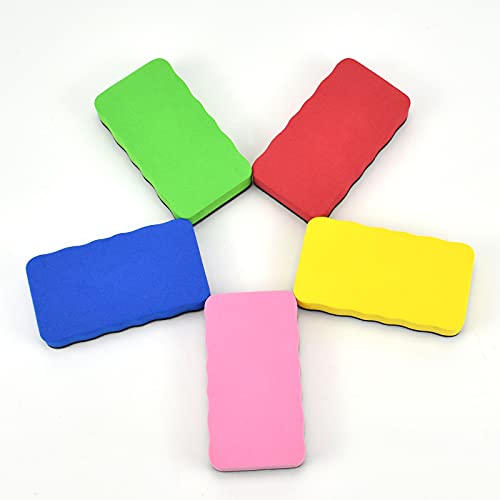Dry Erase Erasers, Eeoyu 18 Pack Magnetic Whiteboard Dry Erasers Chalkboard Cleaner Wiper for Kids and Classroom Teacher Supplies Home and Office, 5 Colors - color: 18 Pack-5 Colors
