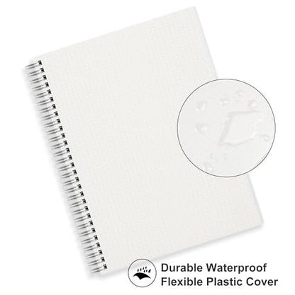 RETTACY Dotted Journal Notebook, 2-Pack, 160 Pages per Pack, B5 Medium Size (7.6'' × 10''), 100 GSM Thick Paper, Spiral-bound, Flexible Plastic Cover, for Journaling, Planning, Tracking - color: Transparent - B5, style: Dotted