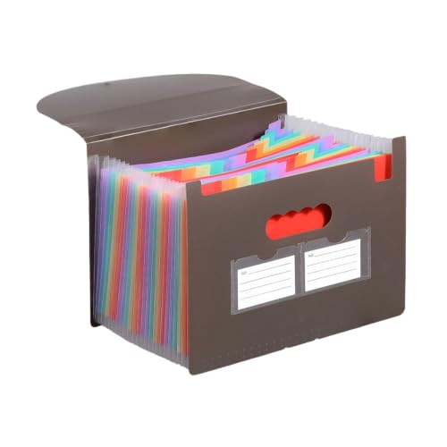 A4 Letter Size Accordion Expanding File Folder with 25 Pockets, Portable Monthly Bill Receipt Tax Document Organizer Holder, Comes with Blank Classification Labels, Brown - color: Brown, size: 25