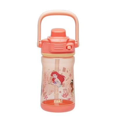 Zak Designs Disney Princess Beacon Kid Water Bottle for Travel, 12oz Plastic is Durable and Leak-Proof with Liquid Lock Spout, Carry Handle, Protective Base (Ariel, Cinderella, Moana, Rapunzel, Tiana) - color: Disney Princess (Ariel, Cinderella, Moana, Ra
