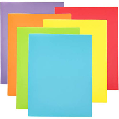 Youngever 6 Pack Heavy Duty Plastic Two Pocket Folders, Rainbow Colors, 2 Pocket Folders - color: Rainbow Colors