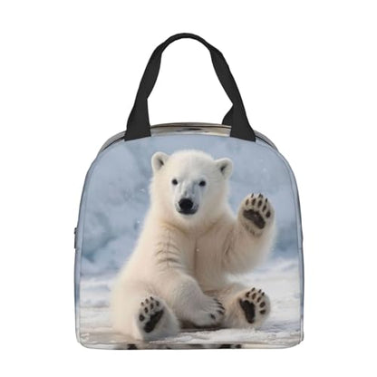 Baby Polar Bear Lunch Box - Insulated Lunch Bags for Kids Boys Girls Reusable Lunch Tote Bags, Perfect for School/Camping/Hiking/Picnic/Beach/Travel - color: Baby Polar Bear