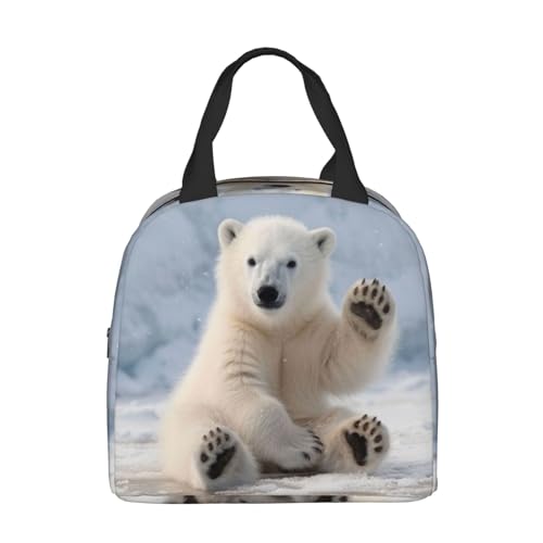 Baby Polar Bear Lunch Box - Insulated Lunch Bags for Kids Boys Girls Reusable Lunch Tote Bags, Perfect for School/Camping/Hiking/Picnic/Beach/Travel - color: Baby Polar Bear
