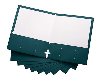 10 Pack Two Pocket Folders, Teal, Strong Thick Paper Folders, for Letter Size, by ACTIVITYya - color: Teal