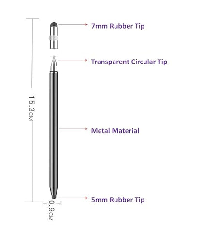 3-in-1 Stylus Pen for Samsung Galaxy Tab A11/A11+/A9+/A9/A8/A8 Plus/A7/A7 Lite, Stylus for iPad Pro/iPhone/Fire/Surface Tables Android,&iOS All Touch Devices (3 in 1 Black) - color: 3 in 1 Black