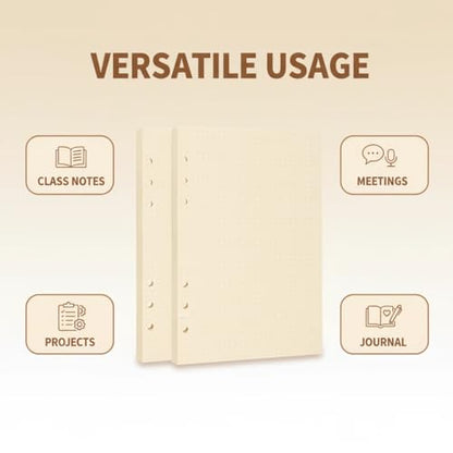 A5 6 Hole Cornell Refill Paper College Ruled 160 Sheets 320 Pages | Thick horizontal lined paper, no ink bleed through, designed for Cornell note taking system - style: Dotted Paper