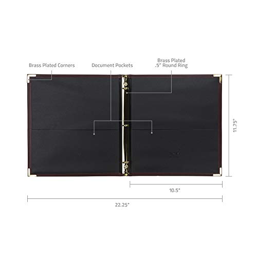 Samsill Classic Collection Leather 3 Ring Binder, Executive Presentation Portfolio, 0.5 Inch (Holds 100 Sheets), Brass Round Ring, Burgundy - color: Burgandy, size: 0.5 Inch, style: Classic
