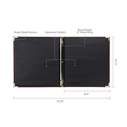 Samsill Classic Collection Leather 3 Ring Binder, Executive Presentation Portfolio, 0.5 Inch (Holds 100 Sheets), Brass Round Ring, Burgundy - color: Burgandy, size: 0.5 Inch, style: Classic