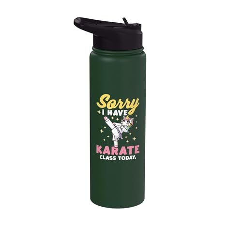 Karate Design For Karate Students Girls Unicorn Stainless Steel Insulated Water Bottle - color: Dark Green