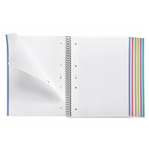 Miquelrius 8.25 x 11.75 A4 Wirebound Notebook, 6-Subject, Graph Paper, Black (2824)