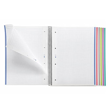 Miquelrius 8.25 x 11.75 A4 Wirebound Notebook, 6-Subject, Graph Paper, Black (2824)