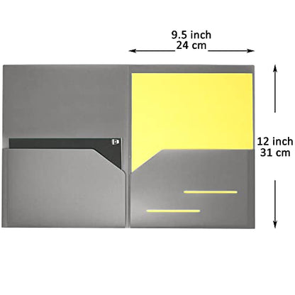 Youngever 6 Pack Heavy Duty Plastic Two Pocket Folders, Heavy Duty Plastic 2 Pocket Folder (Grey) - color: Grey