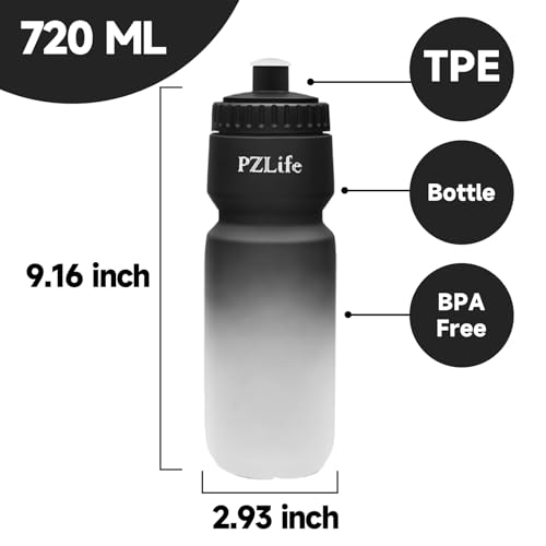 2 Pack Bicycle Water Bottle 24oz - BPA Free Leakproof Squeeze Bottle | with Capacity Scale w/Pull Top Lid,Reusable , for Bike, Gym,Running - color: y-Black+Black