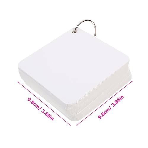 Veemoon 1Set Blank Flash Cards Pre Hole Punched Notecards with Binder Rings Multipurpose Hand Painting Cards for Learning Note Taking and Crafting Activities
