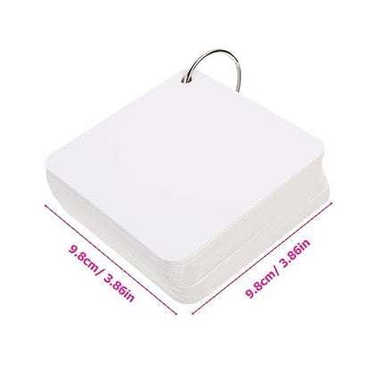 Veemoon 1Set Blank Flash Cards Pre Hole Punched Notecards with Binder Rings Multipurpose Hand Painting Cards for Learning Note Taking and Crafting Activities