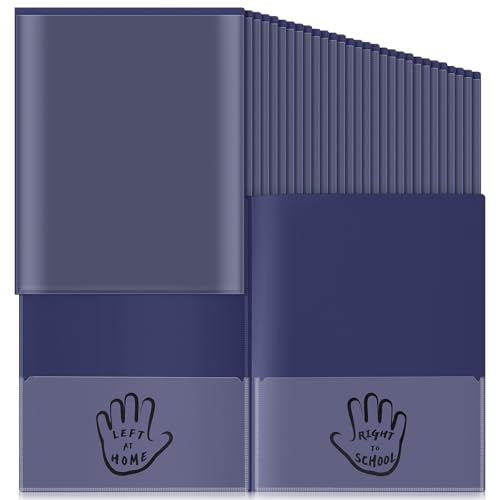 48 Pack Take Home Folder Parent Teacher Communication Folders -Heavy Duty Plastic 2 Pocket Homework Folder, Letter Size School to Home Classroom Supplies for Teacher Student Back to School(Navy) - color: Dark Blue