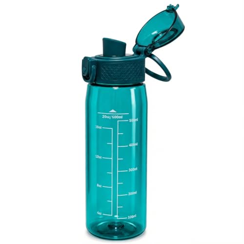 GOPPUS 20oz Kids Water Bottle with Time Marker & Handle, Tritan BPA-Free, Reusable Leakproof Anti-Dust Everyday, Clear Kids Water Bottles For School,Car Travel, Gifts Boys Girls(Dark Green) - color: Dark Green